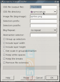 Image->Web Sprites->Export CSS file