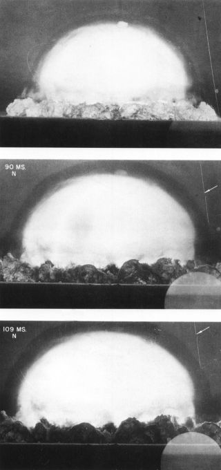 Trinity between about 90 and 109 milliseconds, showingoptical refraction at the shock front